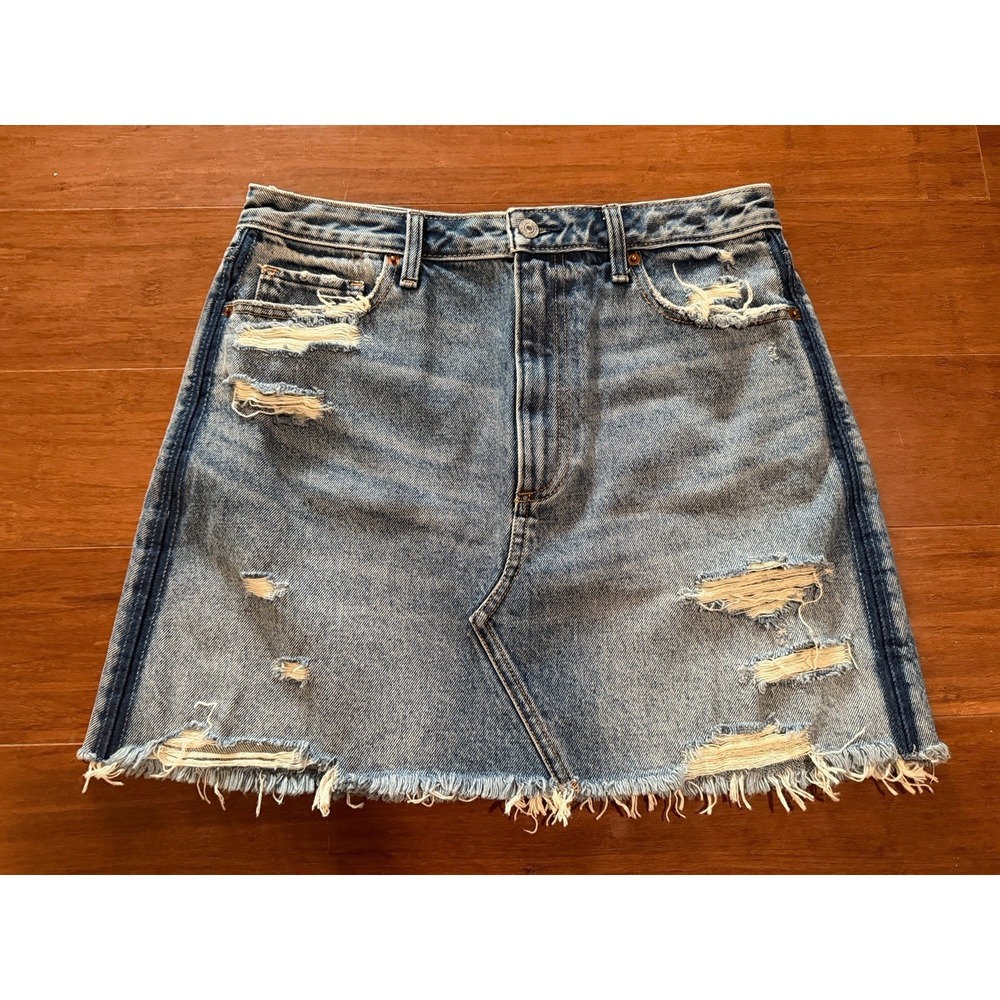Abercrombie & Fitch Women's Denim‎ Mini Skirt SZ 30/10 Distressed Y2K Grunge